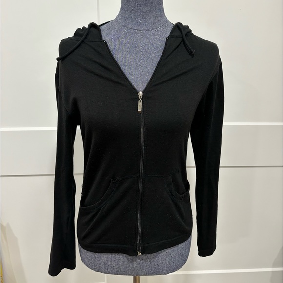 Aura black drawstring zip up hoodie - Picture 2 of 5